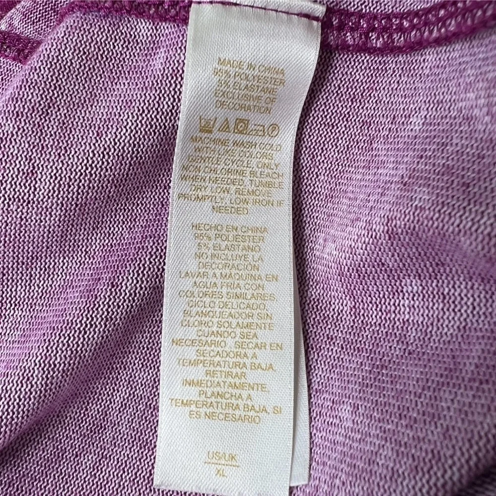 Kate Spade Goodnight Sleep Shirt Long  Sleeve Pockets Brushed Knit XL Purple